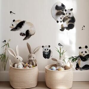 New Roll of Qucheng Watercolor Panda Wall Decals/Stickers
